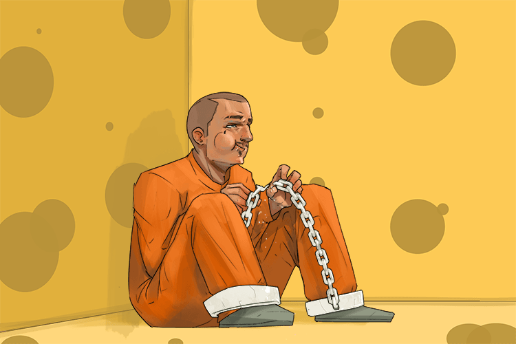 As they were made from feta cheese (fetter) cheese, the chains around the prisoner's ankles were easy to break