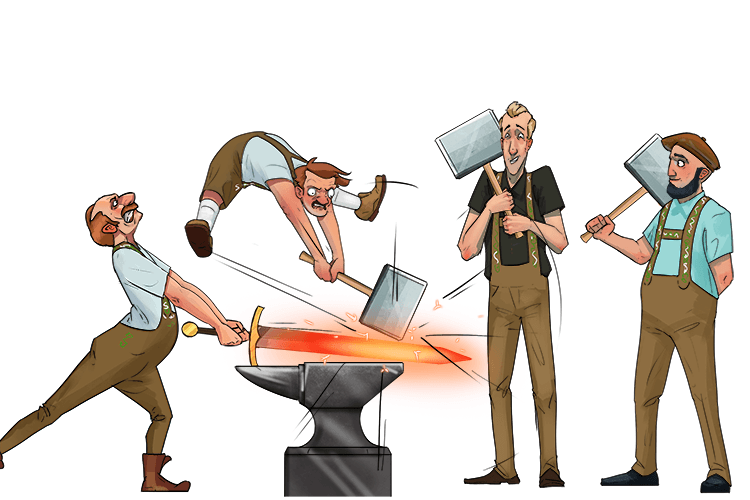 Four Germans (forge) created a long-lasting and successful business shaping metal through heating and hammering