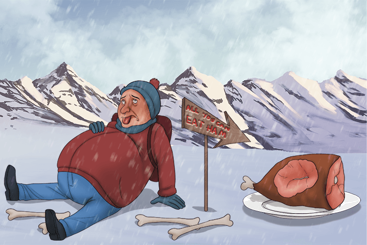 The amount of ham each person (hamper) ate restricted our progress.