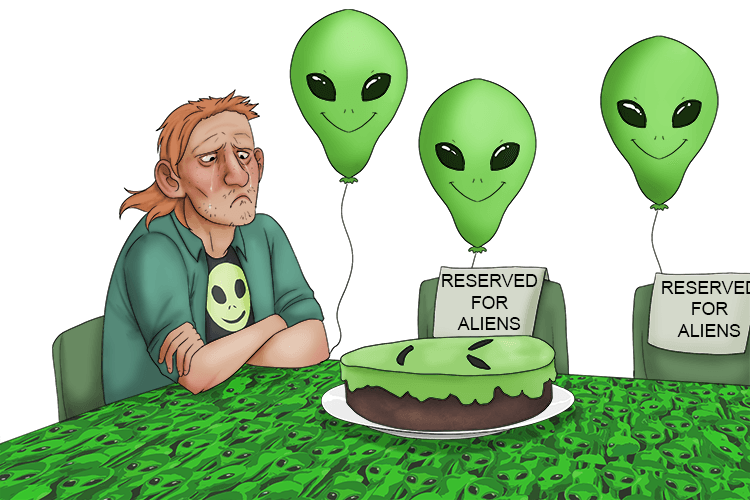 He had hoped aliens would come (hokum) to his birthday party, but it was nonsense.