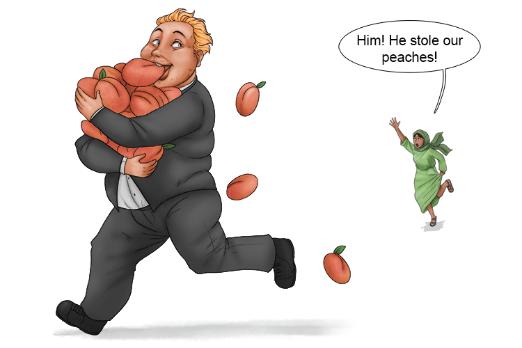 "Him! He stole our peaches!" (impeach) They charged the public official with misconduct and called into question his integrity.
