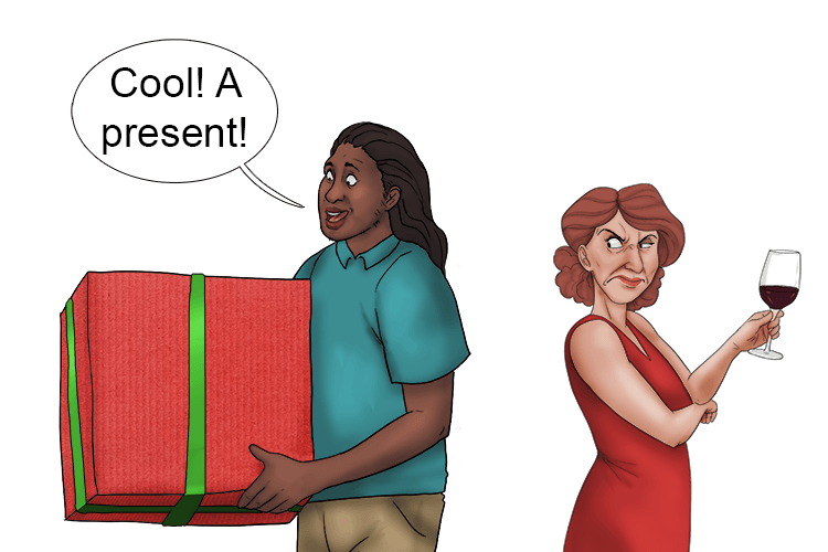 He thought the gift I included was great (ingrate), but he never said thank you. What an ungrateful person.