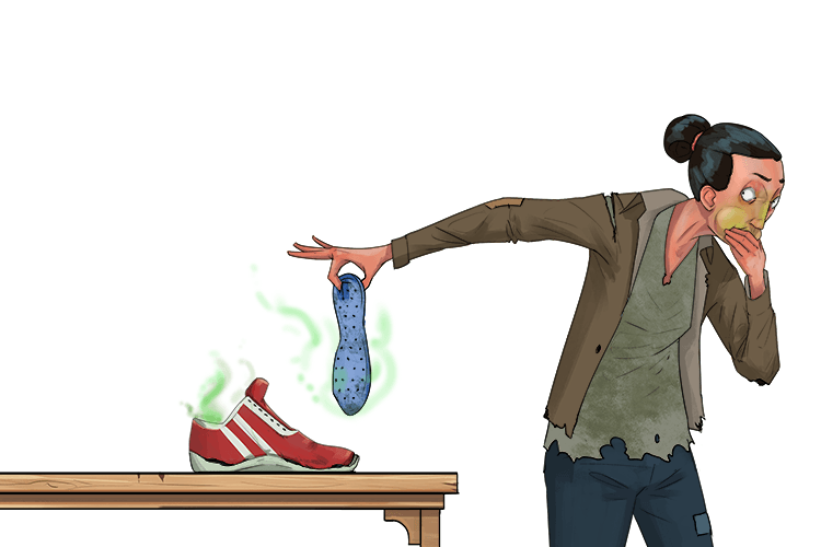 The insoles had vents (insolvent) and you could tell they were ruined. She was unable to afford new ones