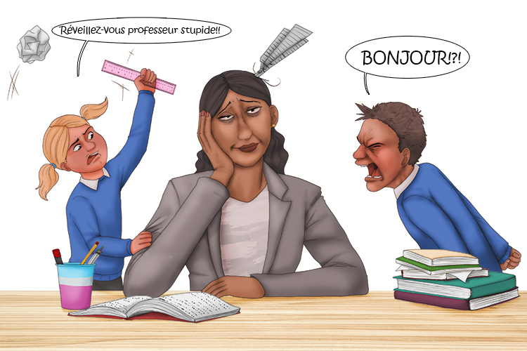 In the French language lesson there was anger (languor) because the teacher had no energy or interest and went into a pleasurable, dreamy state.