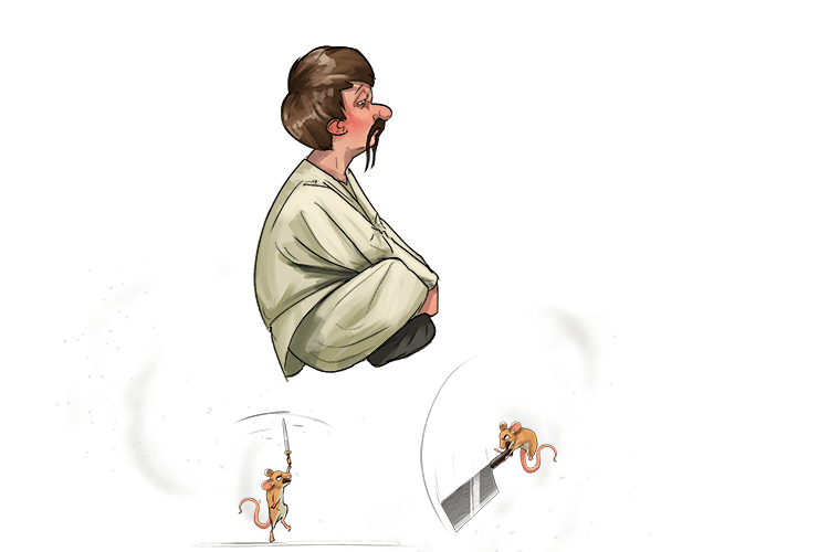 You must levitate to avoid violent (malevolent) mice who wish to do evil to others