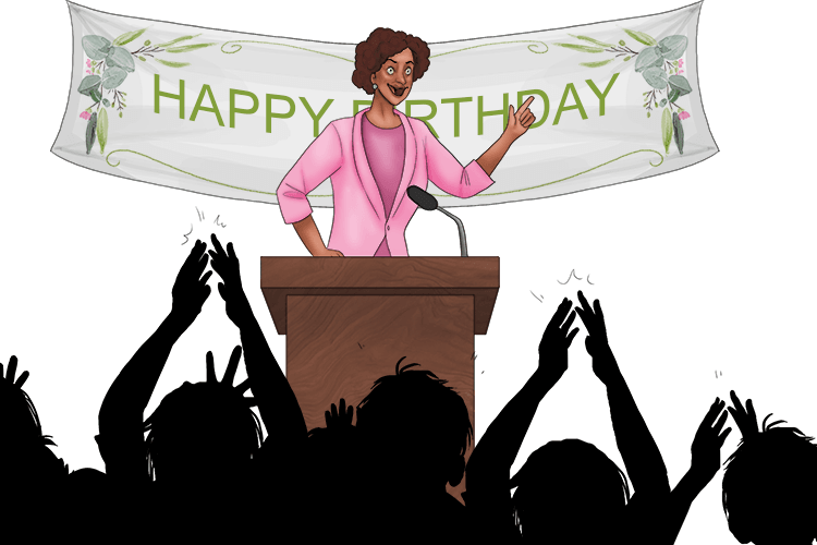 They were in awe of the speaker and gave her a standing ovation (oration). It was a fantastic speech, especially on such an important occasion.