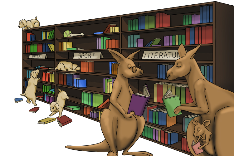 The puppies and the kangaroos (peruse) visited the library. The puppies just browsed while the kangaroos read the books thoroughly.