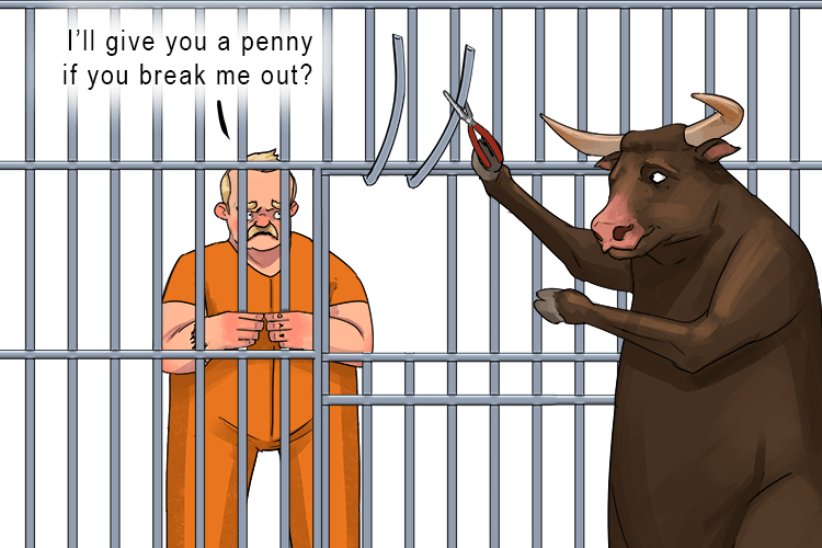 Using pliers, a bull (pliable) easily bent the metal bars. It wasn't difficult to get him to help as he's easily influenced