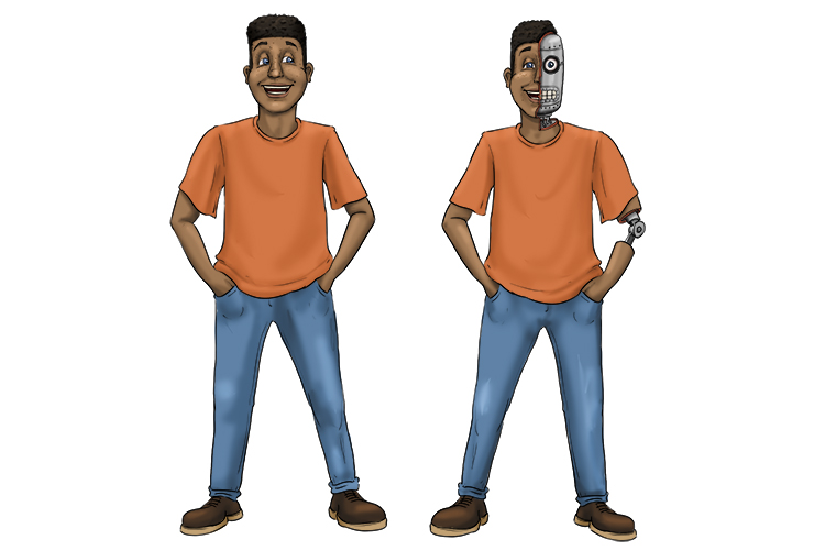 The resemblance (semblance)was uncanny but it wasn't until the one twin showed that it was a robot that you realised they were only similar in outward appearance.