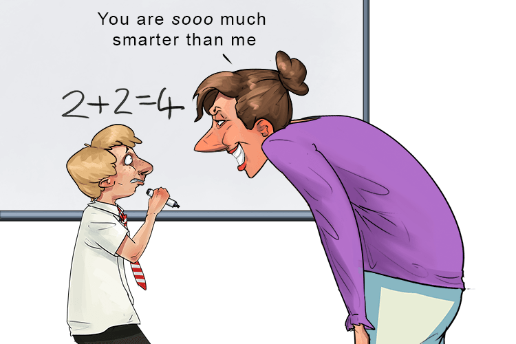 "You are so much smarter than me", (smarmy) she said, but it was a complement meant in an insincere way