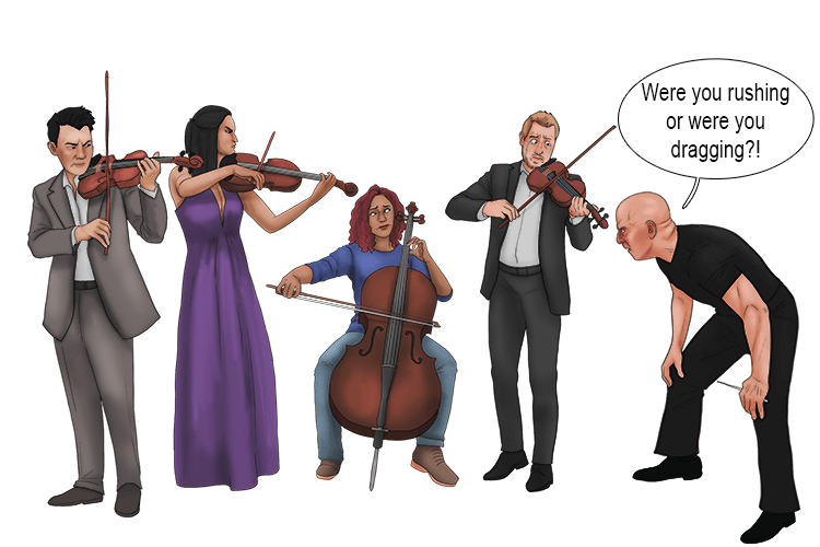 The string quartet practiced diligently (stringent) because the conductor was very strict.