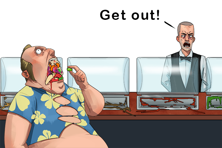 While on vacation he ate (vacate) so much at the buffet that he was asked to leave