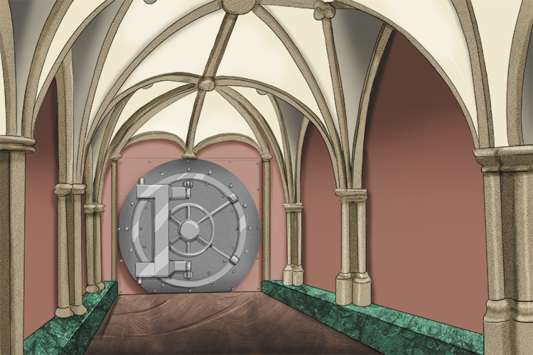The bank vault needed a new ceiling (vaulted ceiling) – a curved one shaped like the vault door.