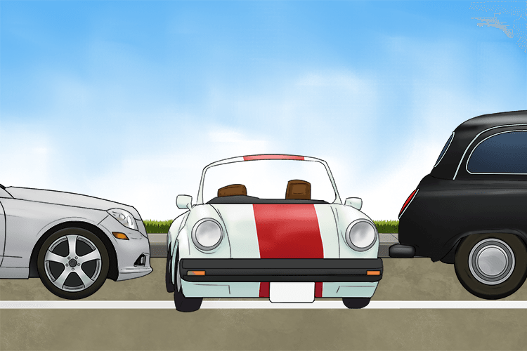 The car parked at a wonky angle (wangle). This achieved the goal of parking the car, but it wasn't entirely by the book