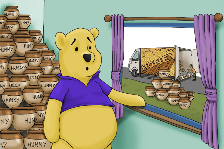 Pooh Bear had little power of resistance. Pooh couldn't stop increasing his reservoir (pouvoir) of honey.