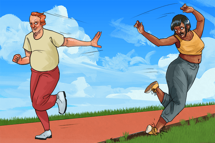 I sprained my ankle after I was shoved and veered (cheville) off the track