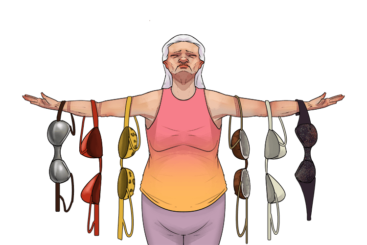 Hanging from my arms are various bras (bras)