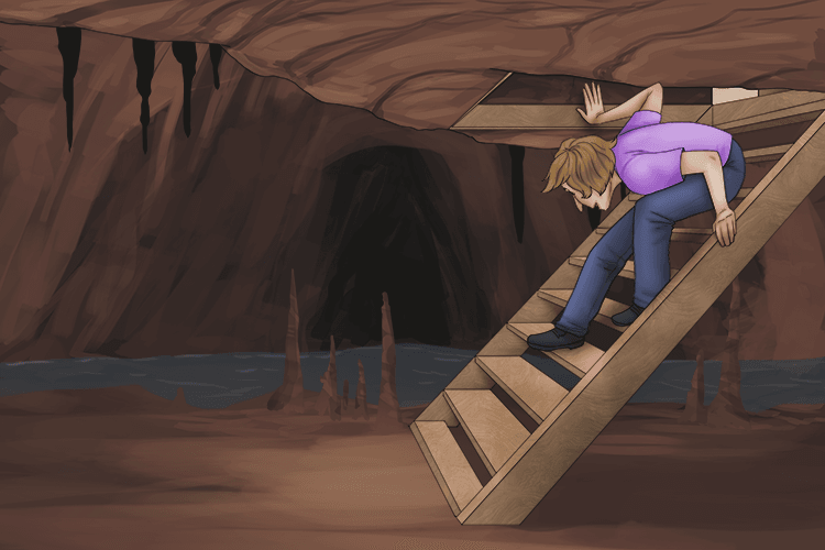 The house's basement turned out to be a huge cavern (cave).