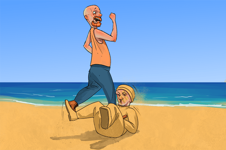 On the beach this person is camouflaged (plage)