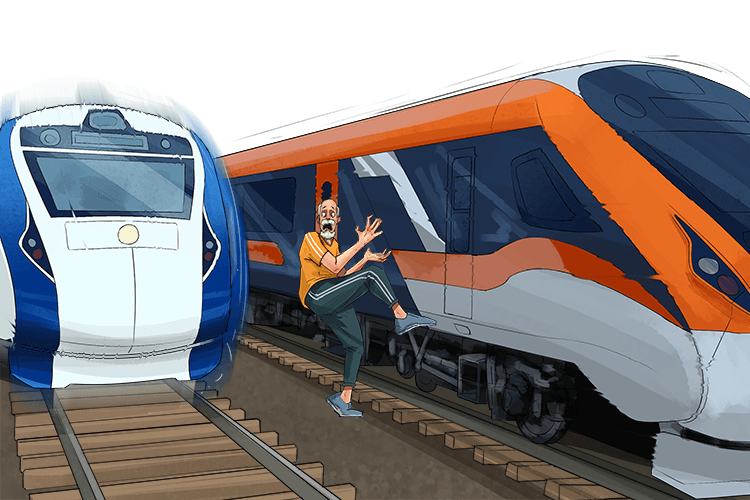 Walking between the trains on the tracks (entre) was dangerous