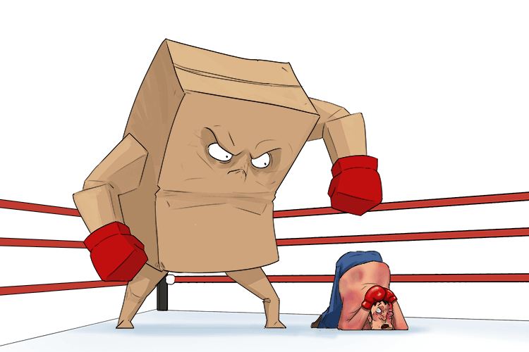 The boxing match between me and a cardboard box (boxe) was very one-sided