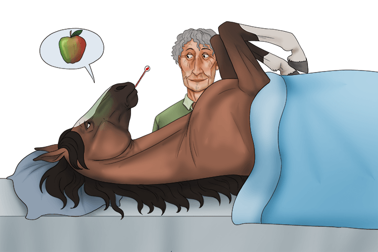 "Bring me an apple, I'm poorly and need taking (apporter) care of."