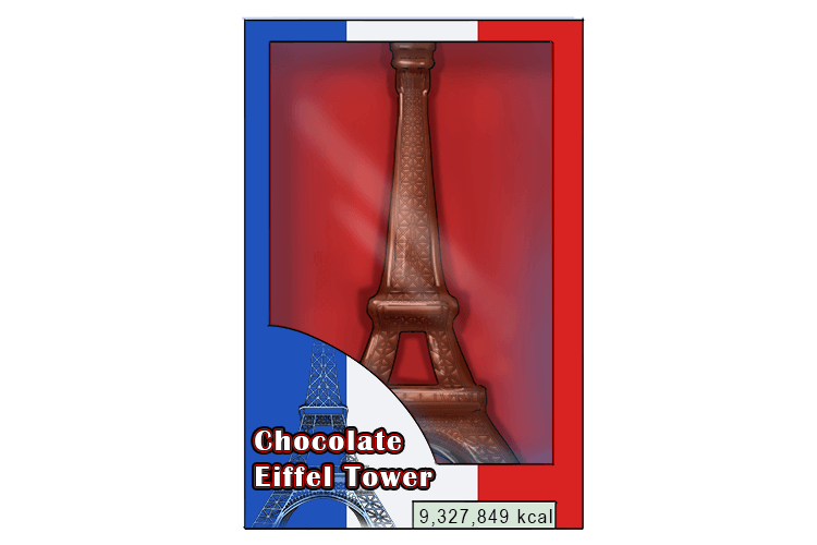 The Eiffel Tower made of chocolate contained a lot of calories