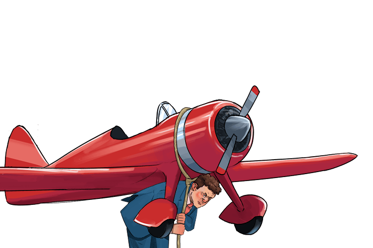 My career involves carrying aeroplanes (carrière) on my back