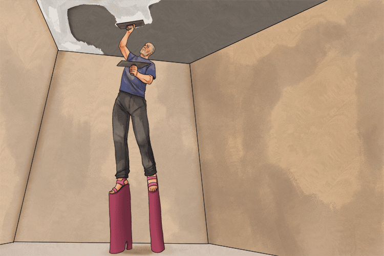 To get to the ceiling he had to wear platform (plafond) heels.