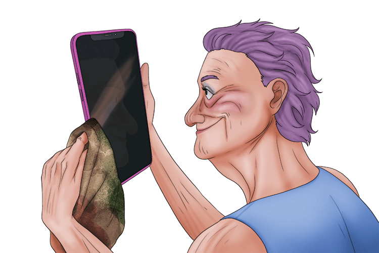 The cloth she used to clean her phone (chiffon) was disgusting.
