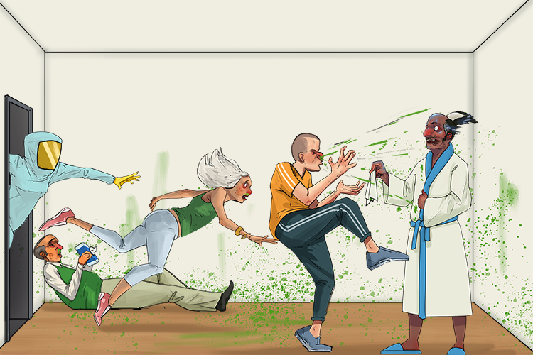 Everyone who had a cold was put into one room (rhume)