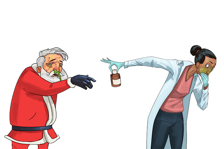 The doctor gave some medicine to Santa (médecin)