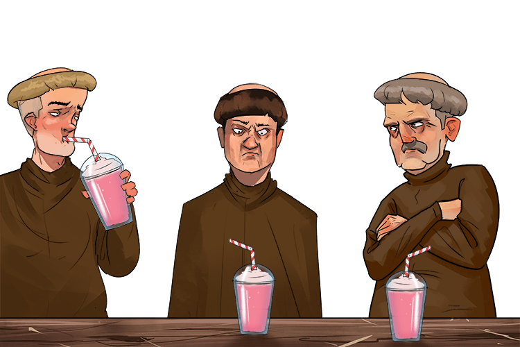 When they eat at the monastery they are only allowed milkshakes (manger)