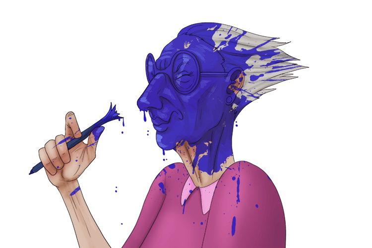The effect of the exploding pen was ink on my face (effet).
