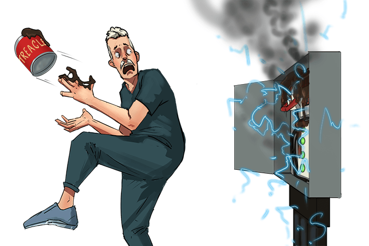 The electric controls were ruined when the electrician spilled treacle (électrique) on them