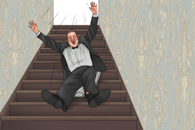 The butler entered the hall on a silver tray (entrer).