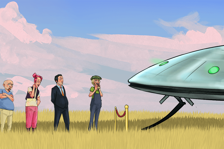 The farmer was first in line to meet the aliens (fermier)