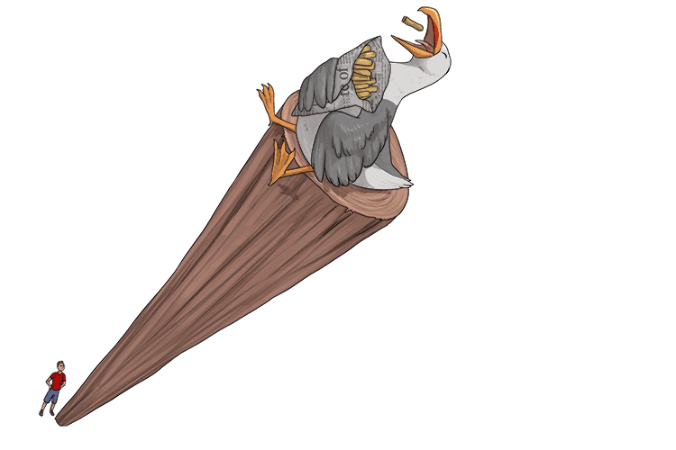 She ate her food in a newspaper high up where you can't reach her (nourriture).