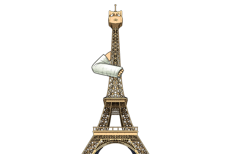 The Eiffel Tower had an arm fracture