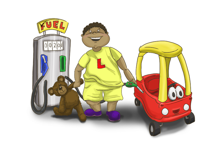 Carburant is masculine, so it's le carburant. Imagine our early learner filling up his car with fuel