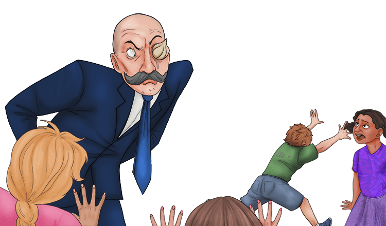 The man had garlic for an eye, which scared the young (ail) children.