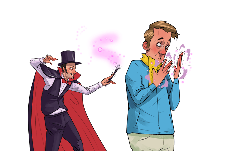 I looked down and my gloves were gone (gants)