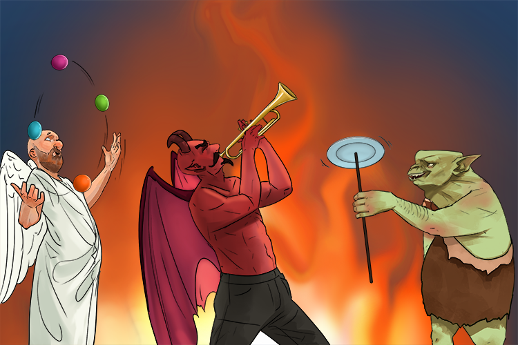 The good, the bad and the ugly stood around the bonfire (bon, bonne), trying to be entertaining (bien).