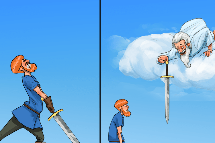 It was too heavy and so the lord (lourd) helped him