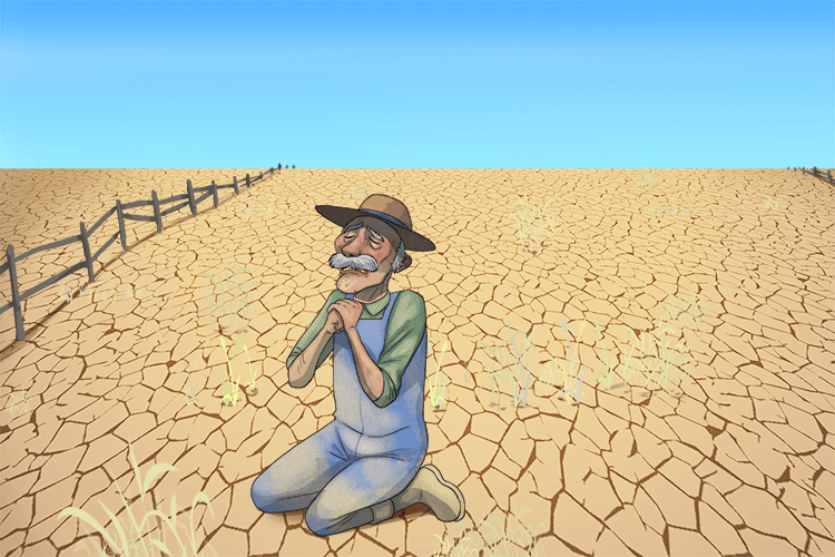 The farmer hoped for some different weather, especially rain (esperer).