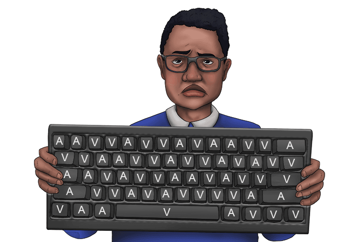 The keyboards given to the class only had 'V' and 'A' (clavier) buttons.