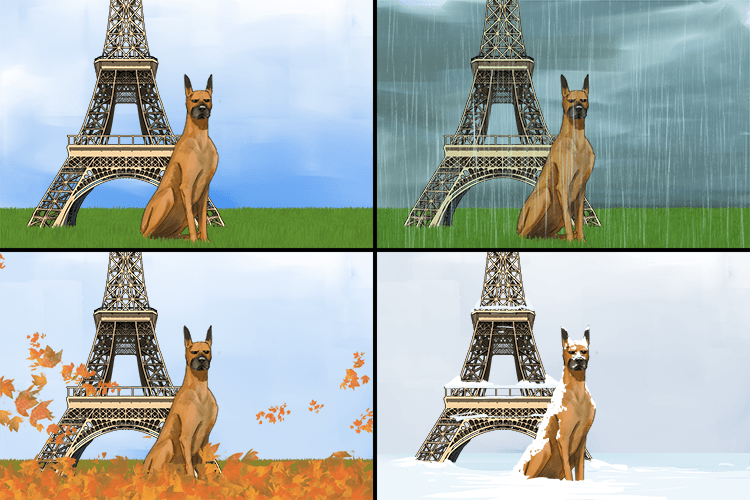 The loyal dog guarded the Eiffel Tower