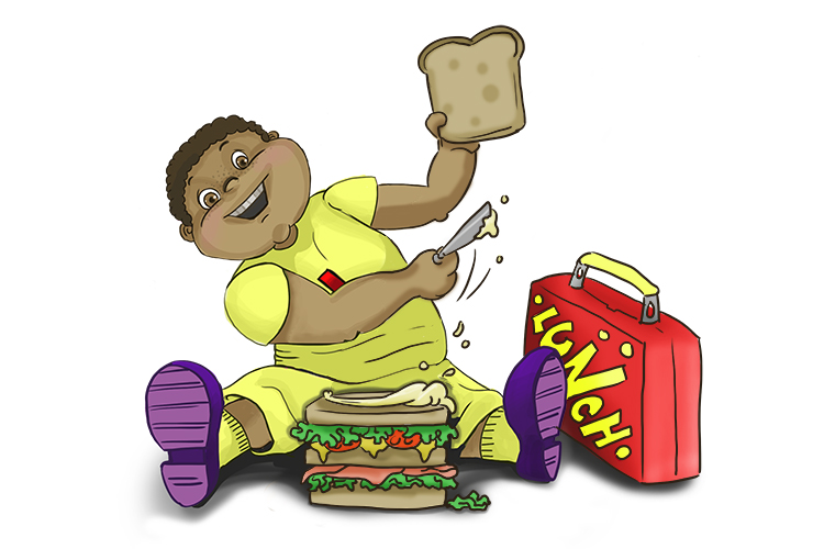 Déjeuner is masculine, so it's le déjeuner. Imagine our early learner making a packed lunch for himself.