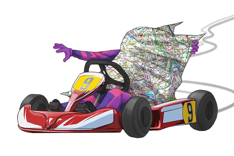 It's difficult to read a map while driving a go-kart (carte).