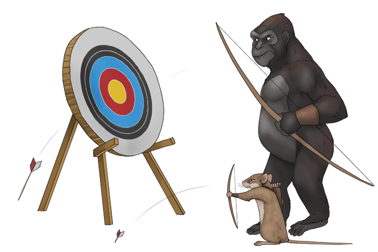 They both missed the target because the rat and the ape (rater) were terrible archers.